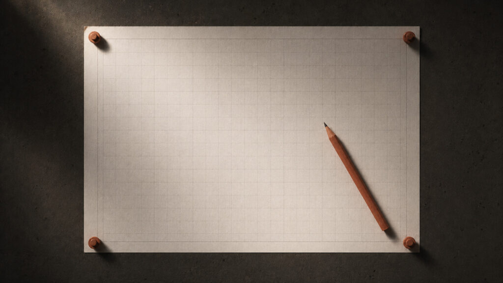 Blank architectural blueprint with an unused pencil — how to brief a designer when you do not know who you are